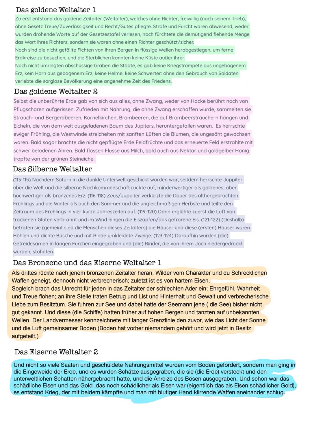 Das goldene Weltalter 1
Zu erst entstand das goldene Zeitalter (Weltalter), welches ohne Richter, freiwillig (nach seinem Trieb),
ohne Geset