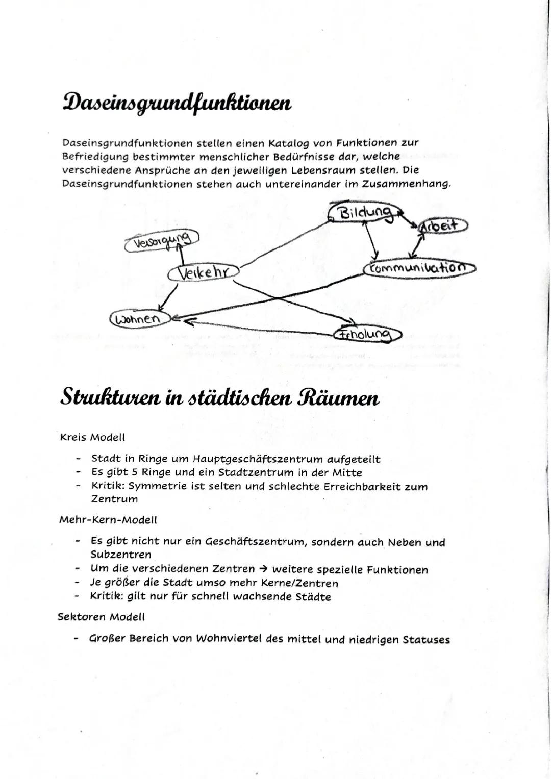 Daseinsgrundfunktionen Erdkunde Klasse 5: Einfach erklärt mit Beispielen und Modellen