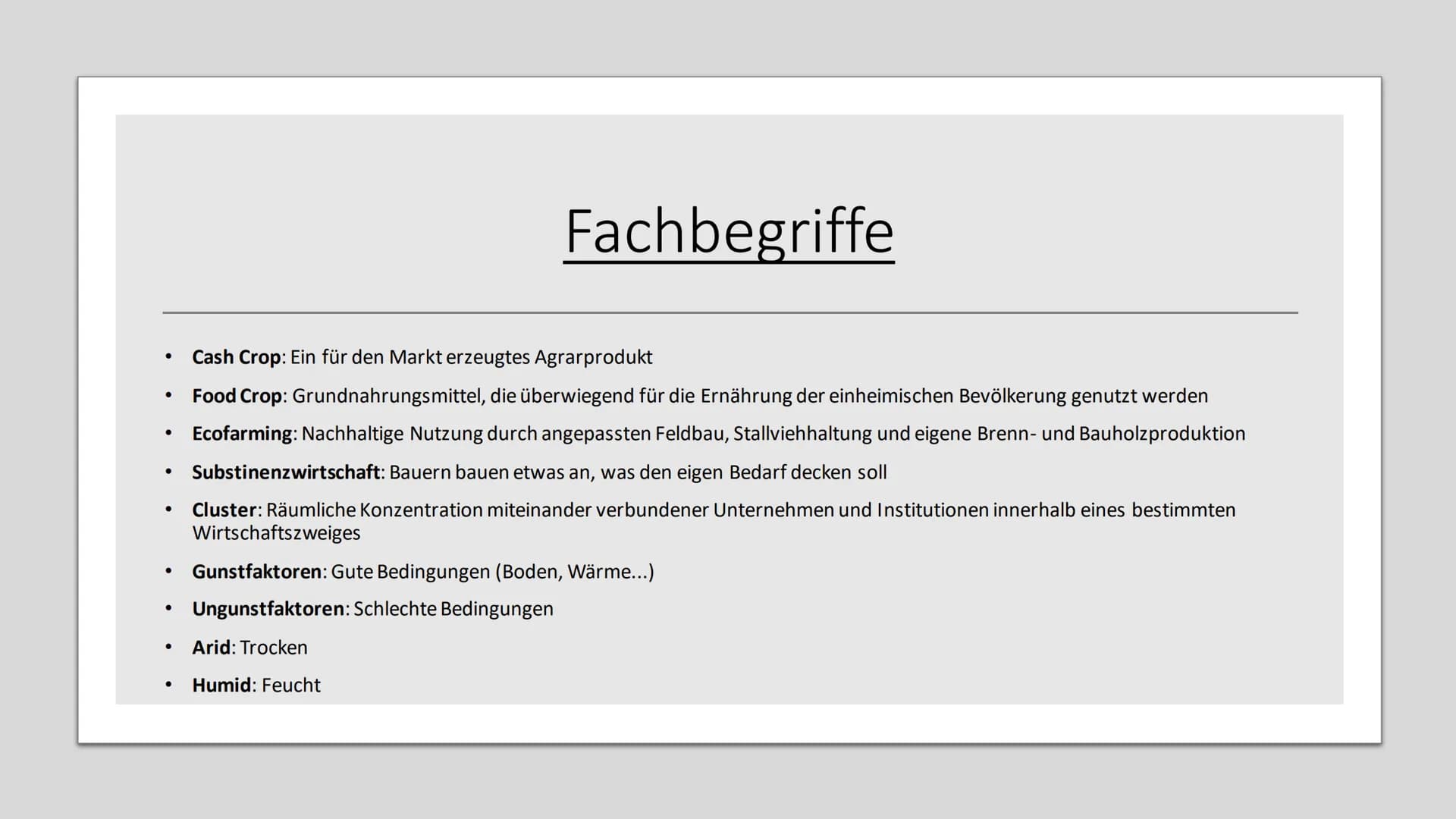 Landwirtschaft
Erdkunde-LK Inhaltsverzeichnis
●
Fachbegriffe, Klimazonen
• Passende Lokalisierung
• Landwirtschaft (Tropen und gemäßigten Zo