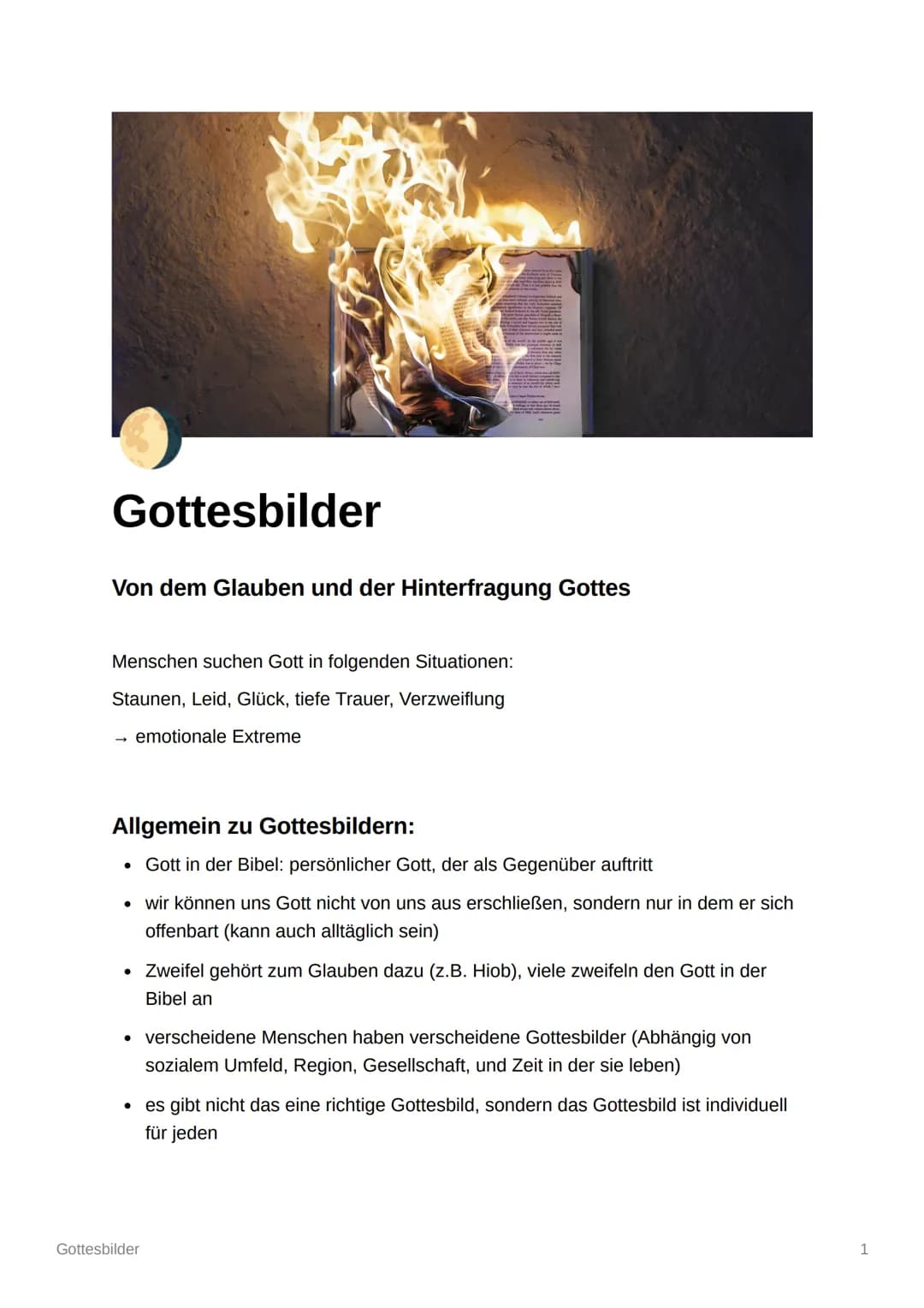 Gottesbilder
Von dem Glauben und der Hinterfragung Gottes
Menschen suchen Gott in folgenden Situationen:
Staunen, Leid, Glück, tiefe Trauer,