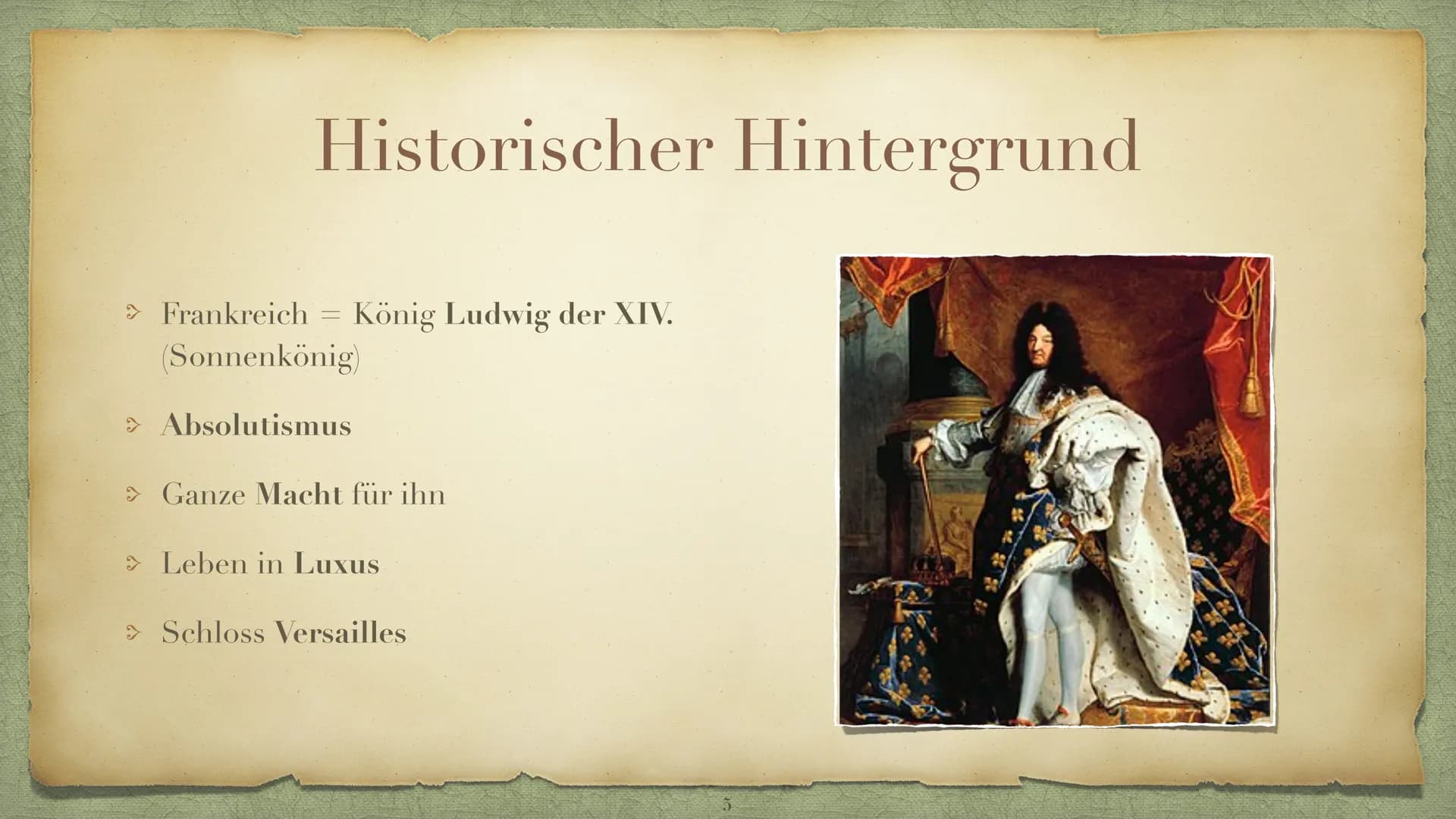 Die Epoche Barock
Ein Zeitalter der Gegensätzen, Inhaltsverzeichnis
Was versteht man unter Barock?- Folie 3
> Historischer Hintergrund -Foli