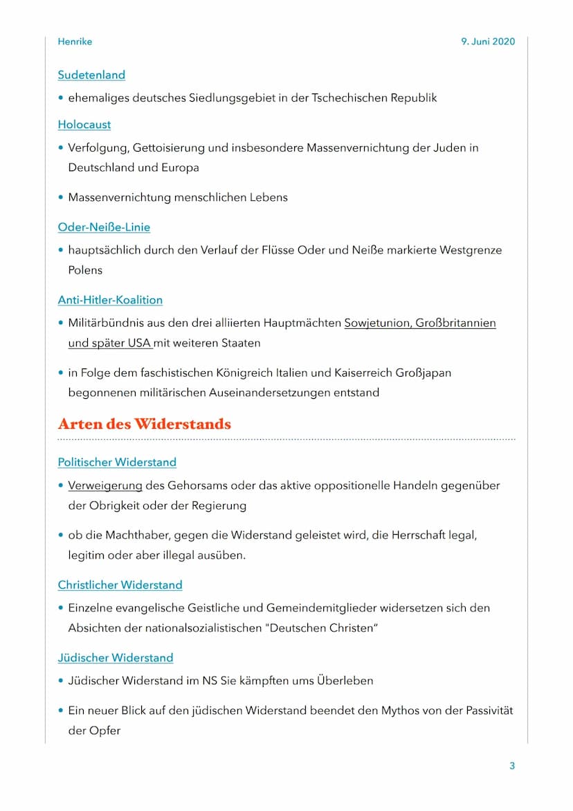 Henrike
Begriffe
Partisan
• Kein regulärer Soldat
• Handelt aus dem Hinterhalt und unauffällig
Widerstandskämpfer
Angehöriger einer Widersta