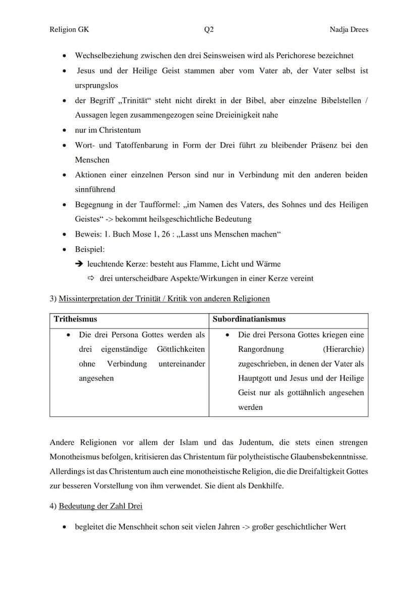 Religion GK
Themen:
● Gottesbilder
● Trinität
●
●
●
1) Geschichtlicher Hintergrund zur Trinität: Drei wichtige Konzilien
Konzil von Nizäa (3