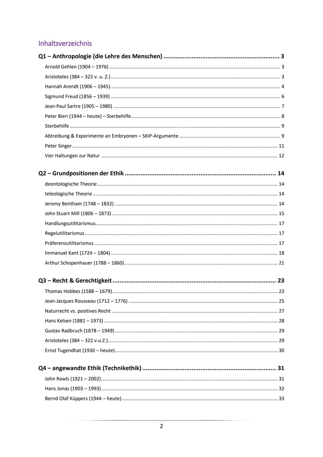 Ethik-Lernzettel
mündliches Abitur 2022
von Sarah Gerber Inhaltsverzeichnis
Q1 - Anthropologie (die Lehre des Menschen)
Arnold Gehlen (1904-