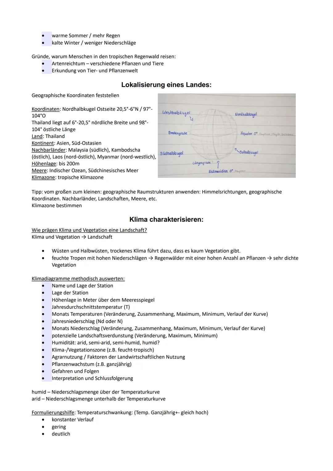 --- OCR Start ---
Erdkunde Lernzettel Quartal 4:
Die landwirtschaftliche Nutzung in einer Klima- und Landschaftszone untersuchen
1. Raum: Tr