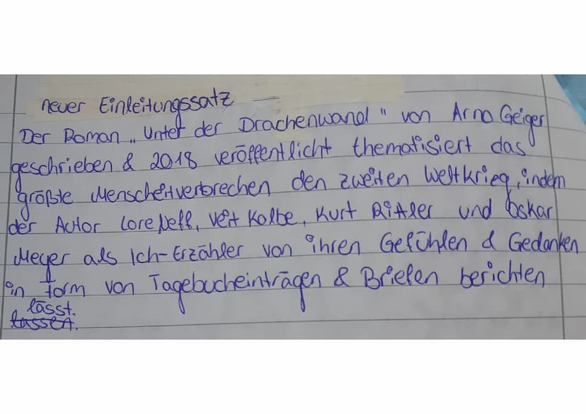 erzählperspektiven
fes gibt vier verschiedene Ich-Erzähler im Roman
Neit Kalbe: - beschreibt seine Erlebnisse in Tagebucheinträgen
sberichte