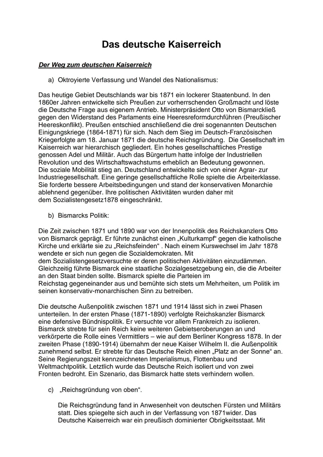 Das deutsche Kaiserreich
Der Weg zum deutschen Kaiserreich
a) Oktroyierte Verfassung und Wandel des Nationalismus:
Das heutige Gebiet Deutsc