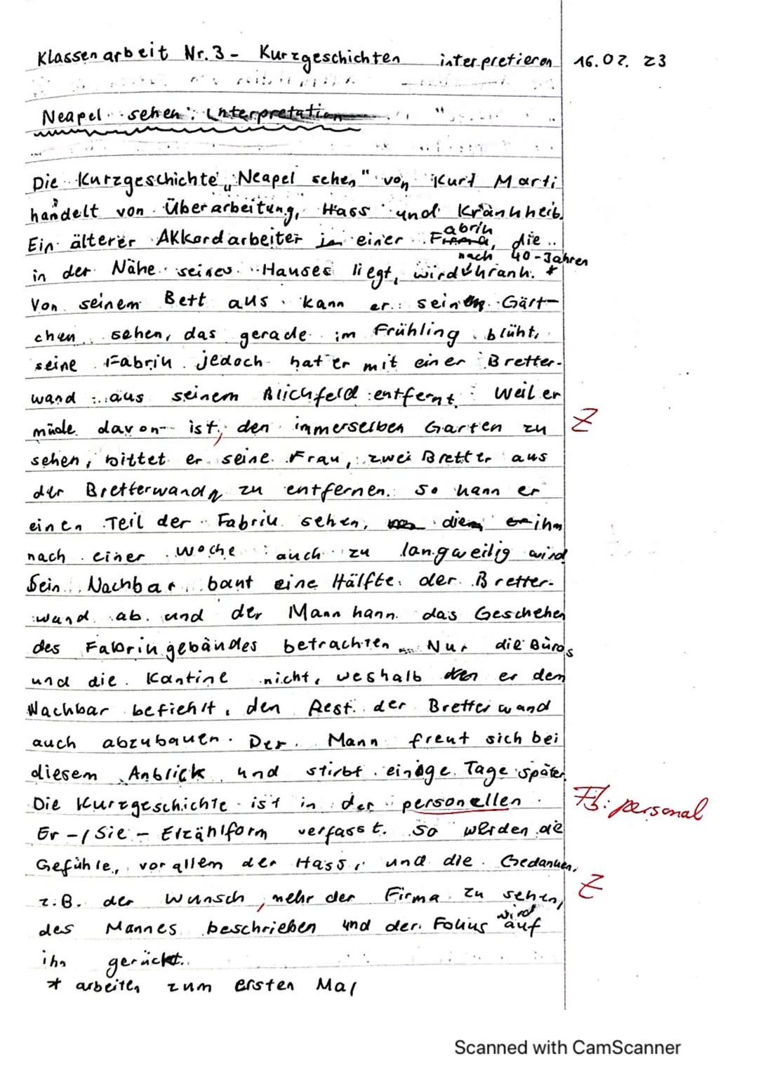 Klassen arbeit Nr. 3- Kurzgeschichten

Neapel sehen: Interpretation

inter pretieron 16.07. 23

Die Kurzgeschichte Neapel schen" von Kurt Ma