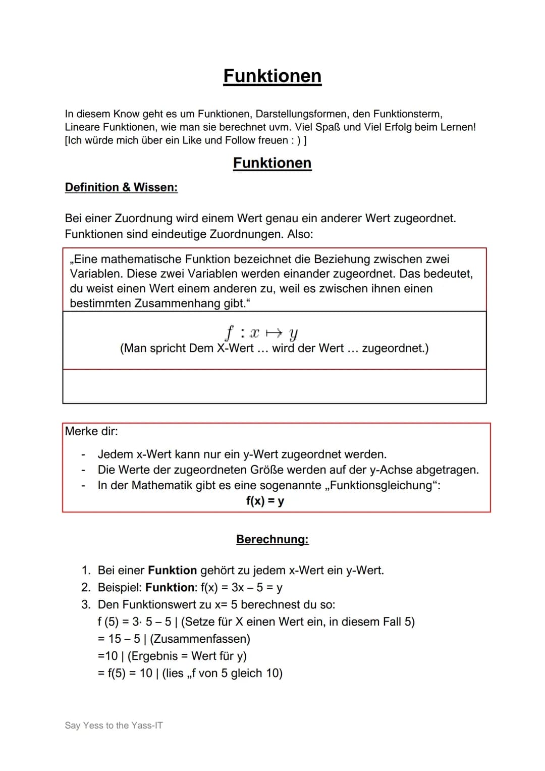 In diesem Know geht es um Funktionen, Darstellungsformen, den Funktionsterm,
Lineare Funktionen, wie man sie berechnet uvm. Viel Spaß und Vi