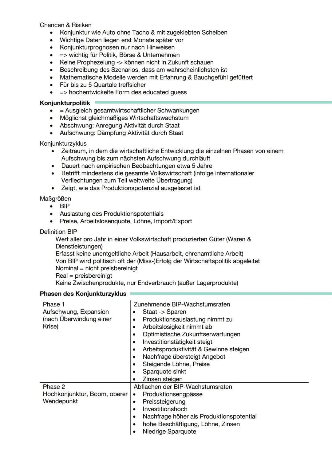 KONJUNKTURANALYSE
Konjunkturzyklus
BIP
Bruttoinlandsprodukt
Definition
●
●
●
●
Konjunkturelle Schwankungen
●
Hochkonjunktur
(Boom)
Aufschwun
