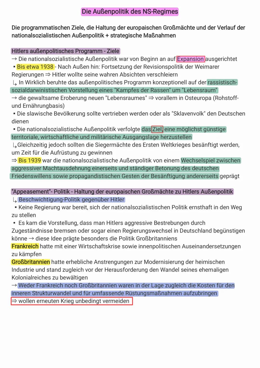 # Die Außenpolitik des NS-Regimes

Die programmatischen Ziele, die Haltung der europaischen Großmächte und der Verlauf der
nationalsozialist