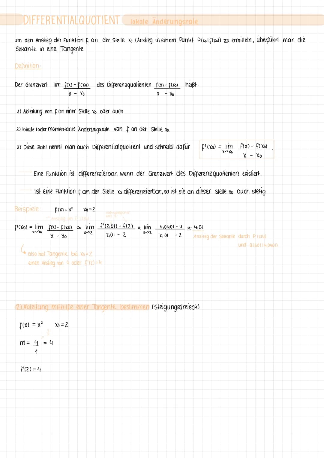KLAUSUR VORBEREITUNG
DIFFERENZQUOTIENT
Definition
Gegeben ist eine Funktion f.
Der Quotient f(b)-f(a) heißt Differenzquotient oder mittlere 