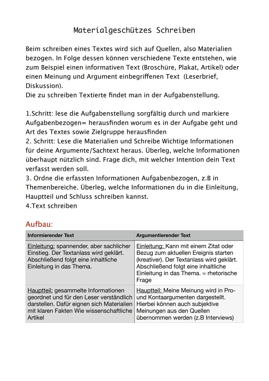 Materialgestütztes Schreiben 