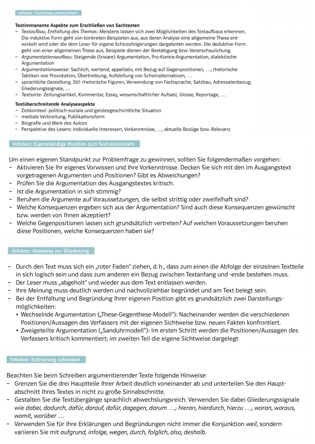 Ablauf einer textgebundenen Erörterung
Auffälliges, Interessantes, Widersprüchliches, Kontroverses notieren
Aufgabenstellung in ihren Teilas
