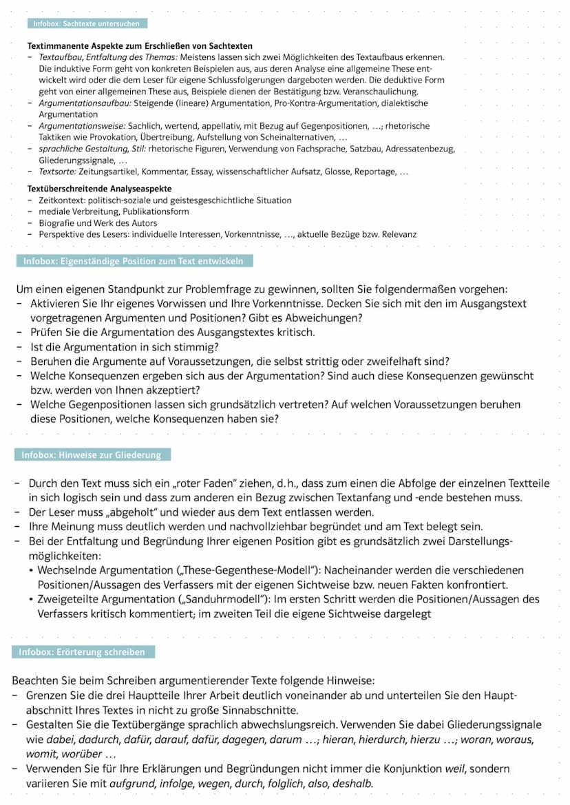 Ablauf einer textgebundenen Erörterung
Auffälliges, Interessantes, Widersprüchliches, Kontroverses notieren
Aufgabenstellung in ihren Teilas