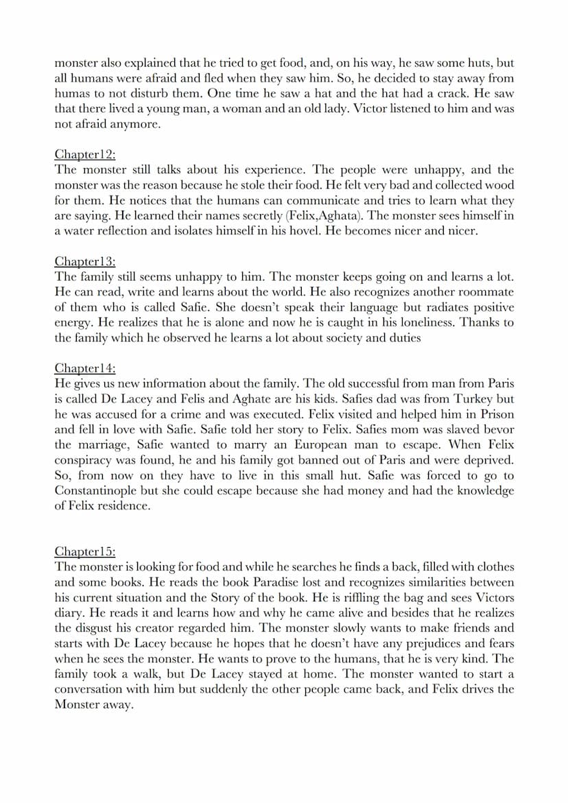 Frankenstein-Reading diary
Chapter 1:
The literary me (Frankenstein) starts to tell us some facts about his family, birth and
childhood. He 
