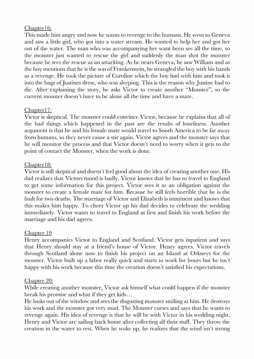 Frankenstein-Reading diary
Chapter 1:
The literary me (Frankenstein) starts to tell us some facts about his family, birth and
childhood. He 