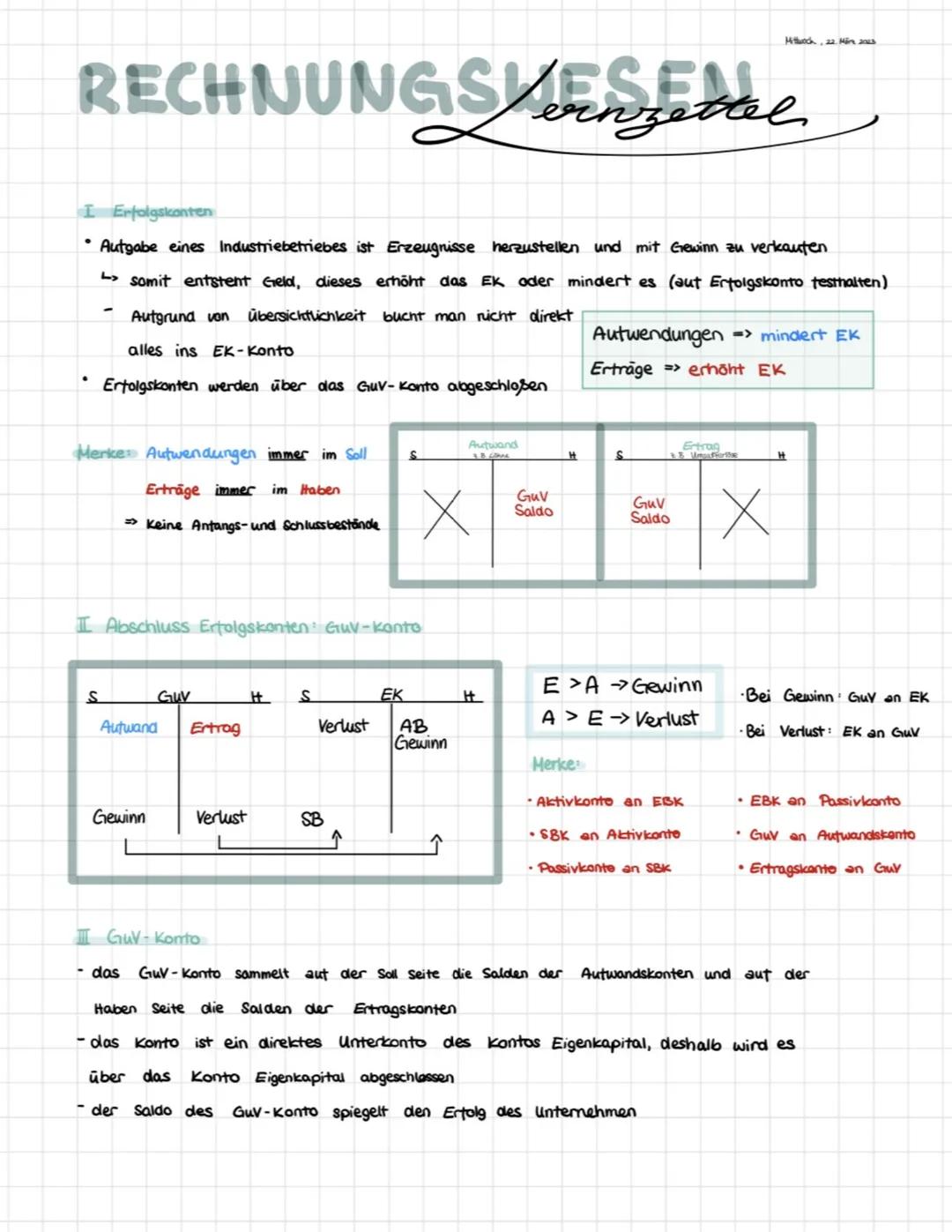 RECHNUNGSVES
I Erfolgskonten
• Autgabe eines Industriebetriebes ist Erzeugnisse herzustellen und mit Gewinn zu verkaufen.
> somit entstent G