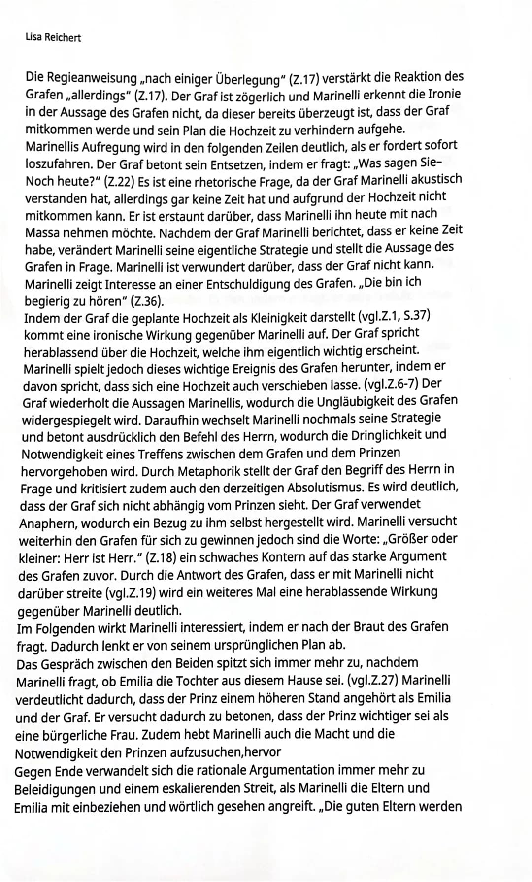 Lisa Reichert
Szenenanalyse:
Die Szene 2.10 steht am Ende des zweiten Aktes des bürgerlichen Trauerspiels
,,Emilia Galotti" von G.E. Lessing