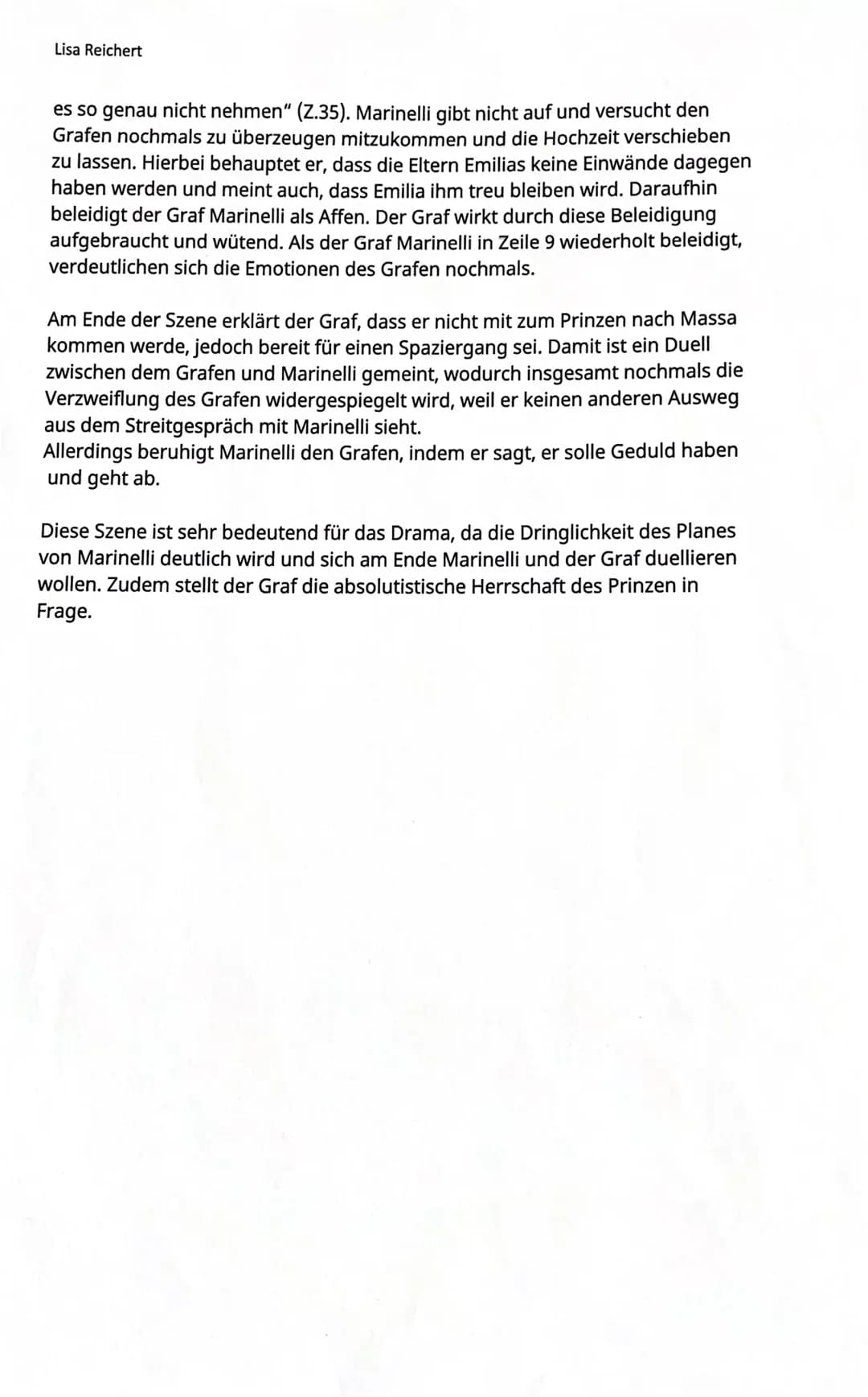 Lisa Reichert
Szenenanalyse:
Die Szene 2.10 steht am Ende des zweiten Aktes des bürgerlichen Trauerspiels
,,Emilia Galotti" von G.E. Lessing