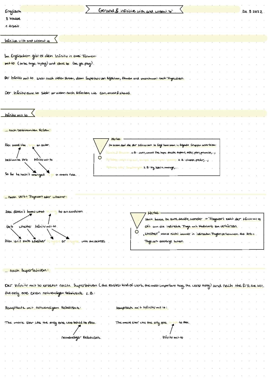 infinitive with and without to and the gerund