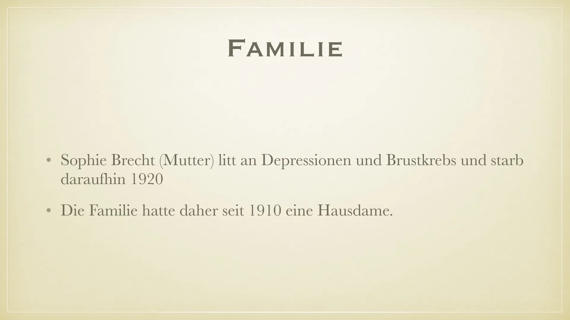 BERTOLT BRECHT
BIOGRAFIE • Bertolt Brecht kurz erklärt
●
Familie
Kindheit und Jugend
Studium und Militärdienst
●
●
●
• Werke
●
INHALT
Politi
