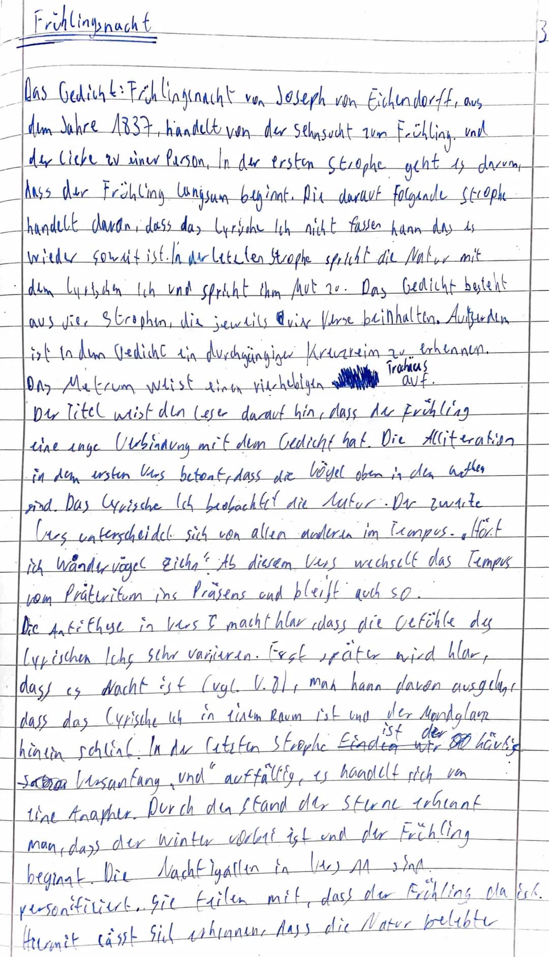 .
Frühlingsnacht
Das Gedicht: Frühlingsnacht von Joseph von Eichendorff, aus
dem Jahre 1837, handelt von der sehnsucht zum
Frühling und
der 