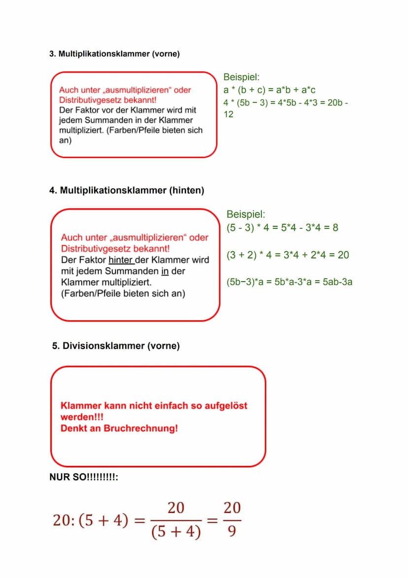 Die Verschiedenen Rechenklammern
Die Rechenregeln müssen in folgender Reihenfolge angewendet werden:
1. Klammern
2. Potenzen
3. Punktrechnun