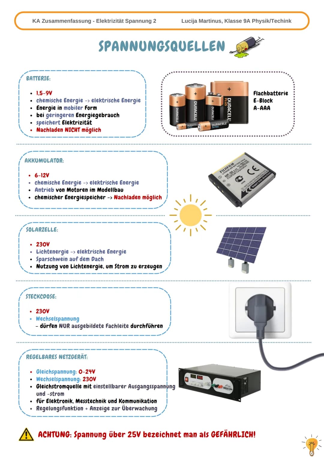 DEFINITION: Stromstärke
KA Zusammenfassung - Elektrizität
●
gibt an, wie viele Ladungen pro Sekunde an einer Stelle
durch den Leiter fließen
