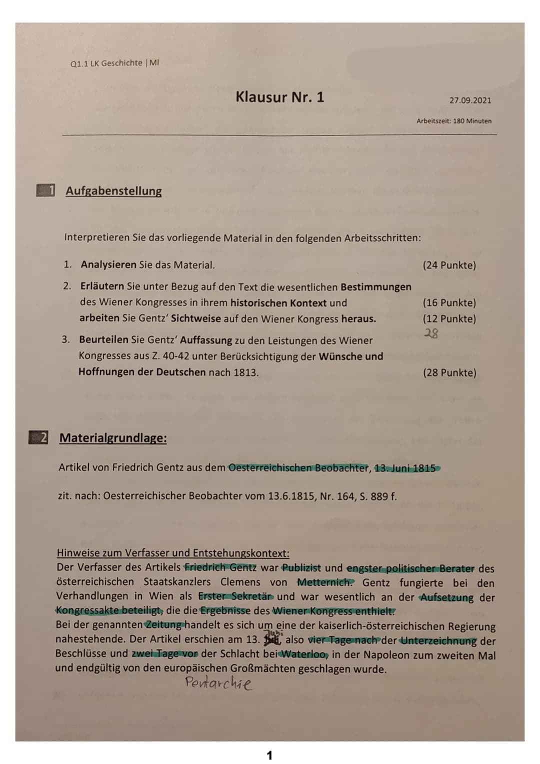 Geschichte LK Q1.1 | MI
Teilleistungen - Kriterien
A Inhaltliche Leistung
Teilaufgabe 1
1
2
3
4
5
7
1
Klausur Nr. 1
Der Prüfling
beschreibt 