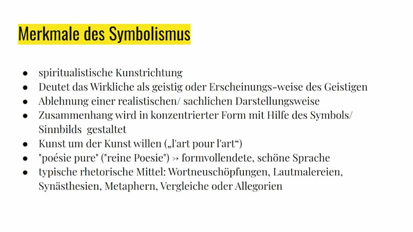 Impressionismus
und Symbolismus
1883 - 1923 Inhaltsverzeichnis
1. Einordnung in die Deutsche Literaturgeschichte
2. Definition von Impressio
