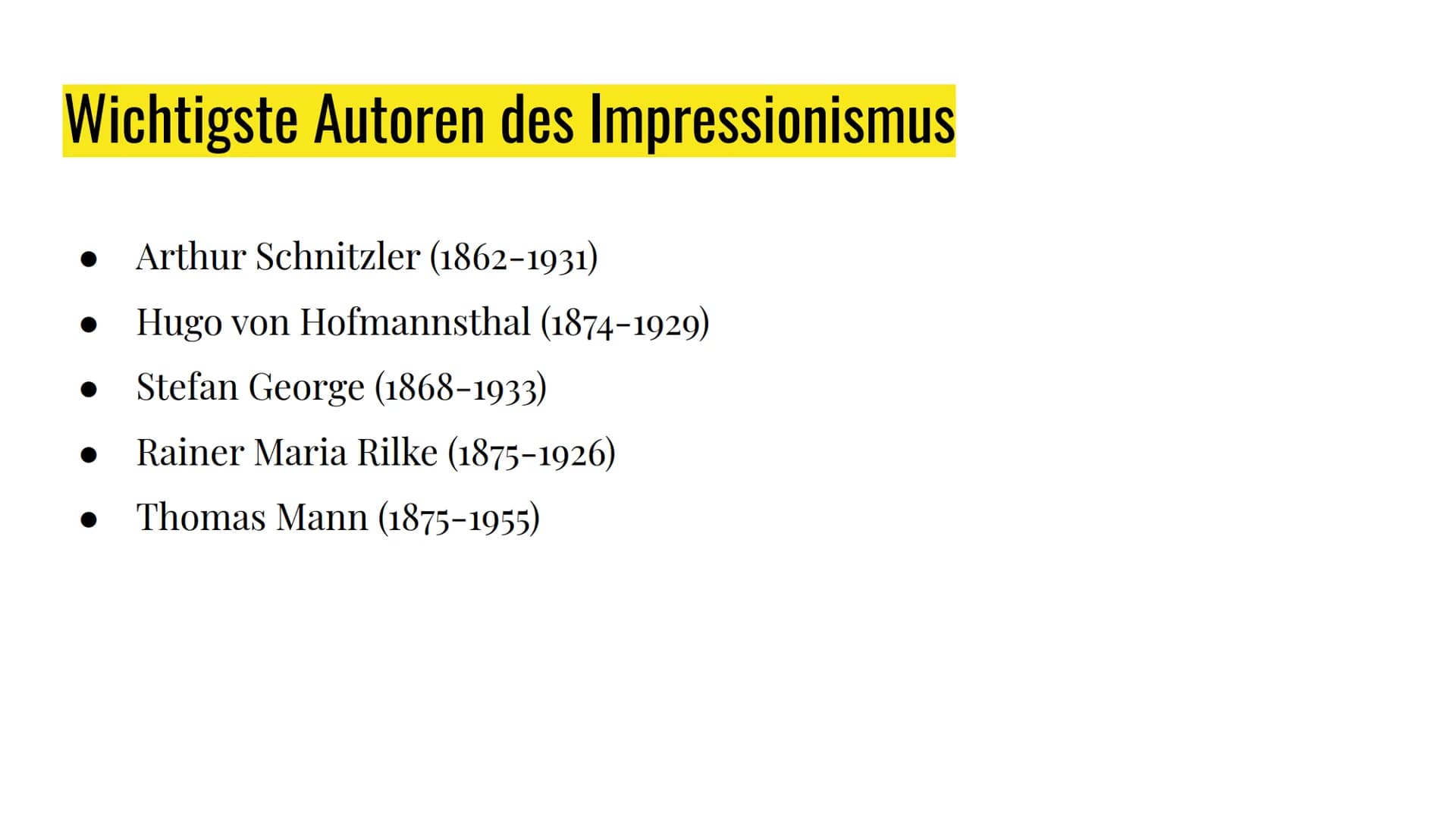 Impressionismus
und Symbolismus
1883 - 1923 Inhaltsverzeichnis
1. Einordnung in die Deutsche Literaturgeschichte
2. Definition von Impressio