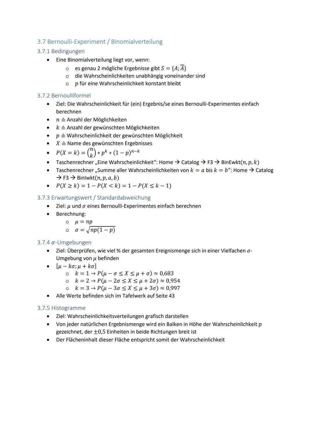 3 Stochastik
●
3.1 Definitionen und Gesetzte
Eine Ergebnismenge S gibt alle möglichen Ergebnisse eines Zufallsversuchs an, z.B. S =
{1; 2; 3