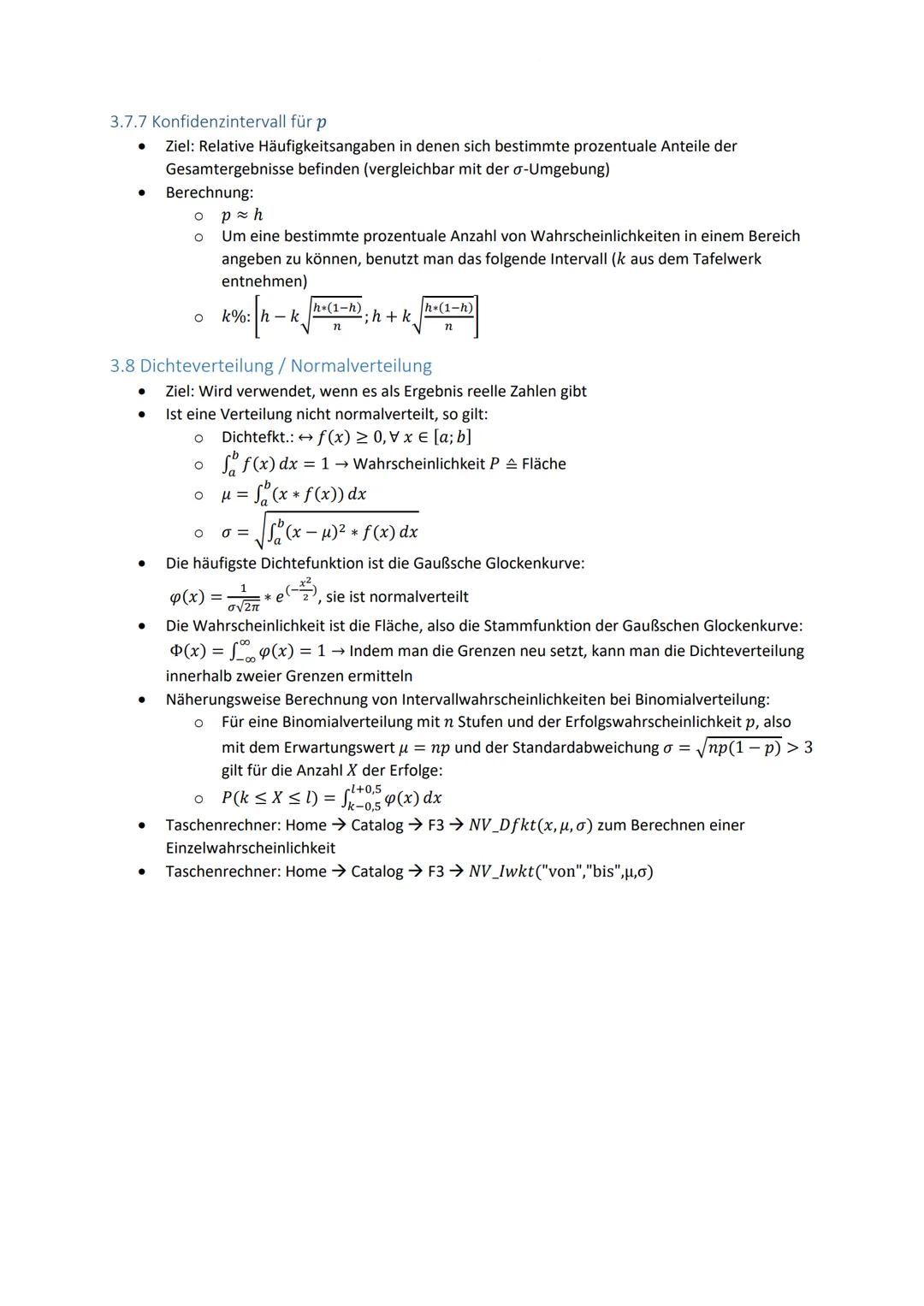 3 Stochastik
●
3.1 Definitionen und Gesetzte
Eine Ergebnismenge S gibt alle möglichen Ergebnisse eines Zufallsversuchs an, z.B. S =
{1; 2; 3