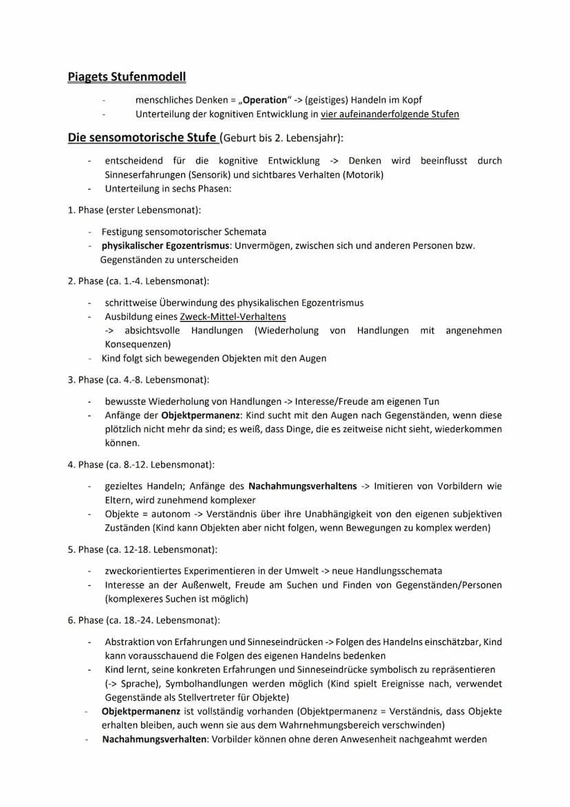 Kognitive Entwicklung nach Jean Piaget
Grundlegende Auffassung: ,,Piaget betrachtet die kognitive Entwicklung als Ereignis des
ständigen Wec