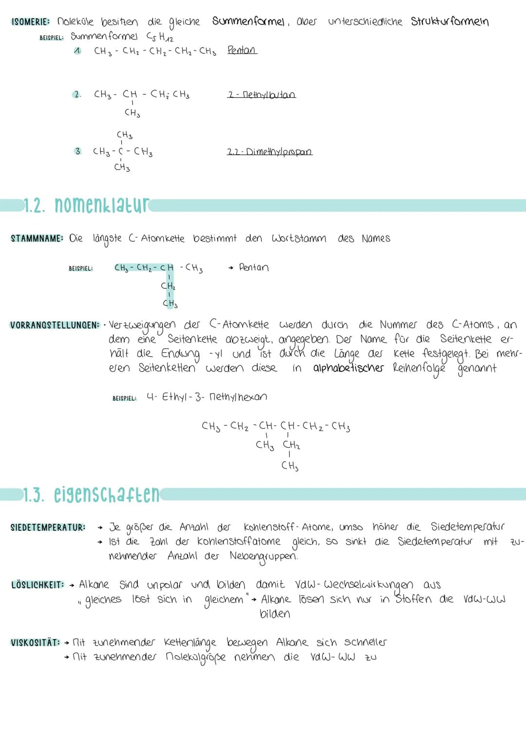 DEFINITION:
• Organische Chemie ist die Chemie der kohlenstoffverbindungen (Ausnahmen: CO, CO₂, H₂ CO3, CO3, C)
EIGENSCHAFTEN ALLGEMEIN:
→ B