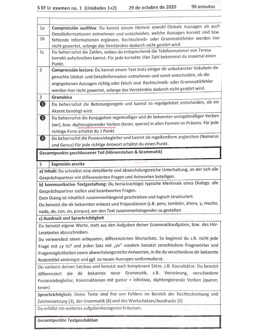 S EF Lr examen no. 1 (Unidades 1+2)
la
1b
1c
2
3
3
29 de octubre de 2020
tener)
90 minutos
Comprensión auditiva: Du kannst einem Hörtext sow