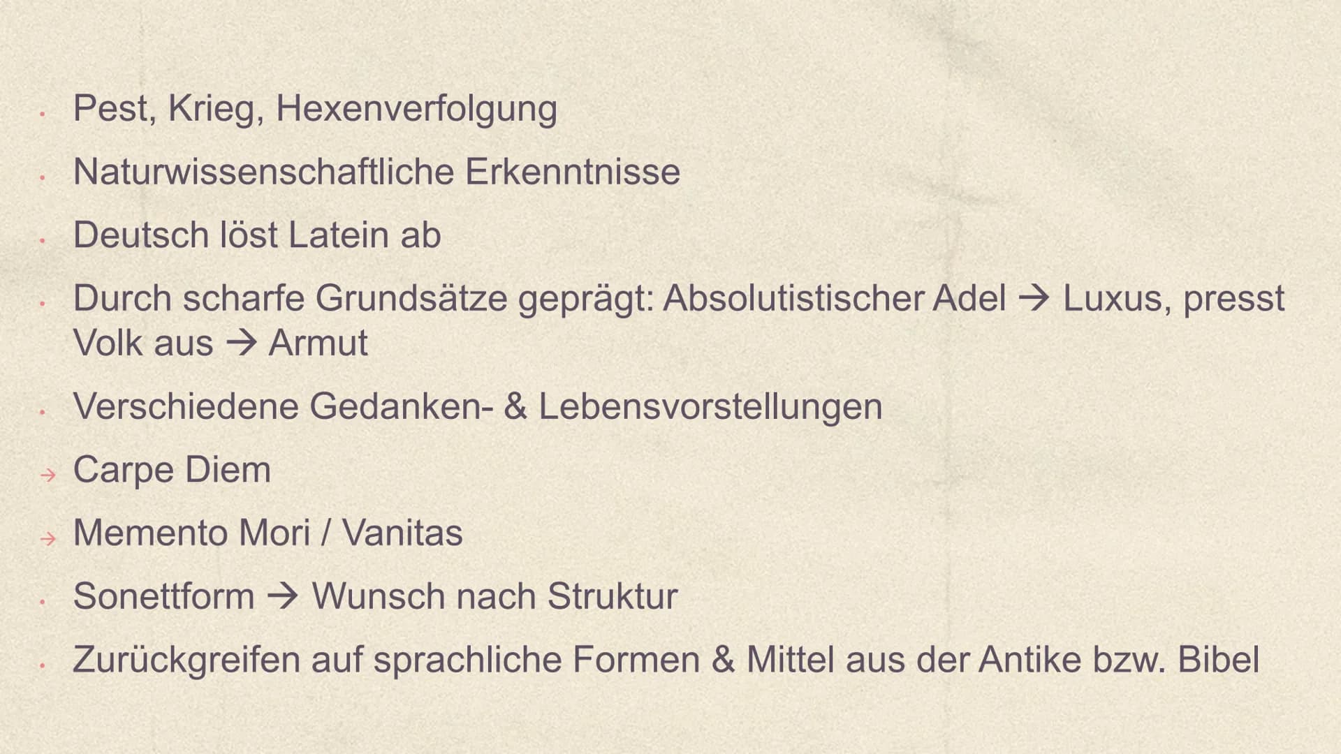 Unterwegs sein
Lyrik vom Barock bis zur
Gegenwart Inhalt
01
,,Unterwegs sein"
03
Sturm und Drang
05
Romantik
02
Barock
04
Klassik
06
Nachkri