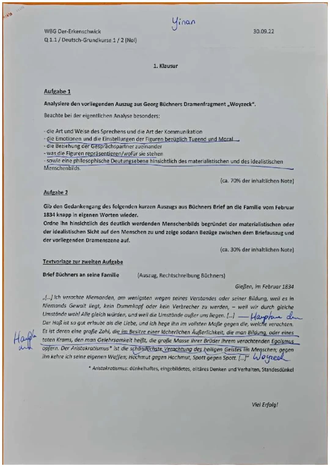 Woyzeck beim Hauptmann: Analyse der Szene 5 und mehr