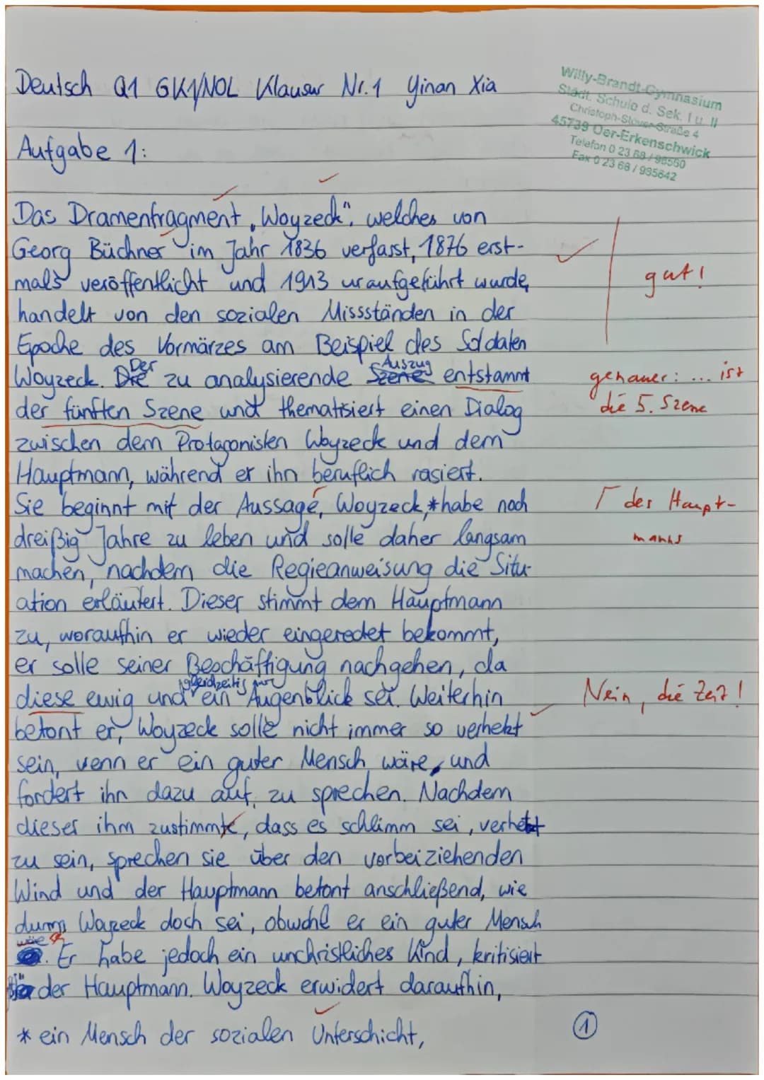 hearan
Hauple
aut
WBG Oer-Erkenschwick
Q 1.1 / Deutsch-Grundkurse 1/2 (Nol)
Yinan
1. Klausur
Aufgabe 1
Analysiere den vorliegenden Auszug au