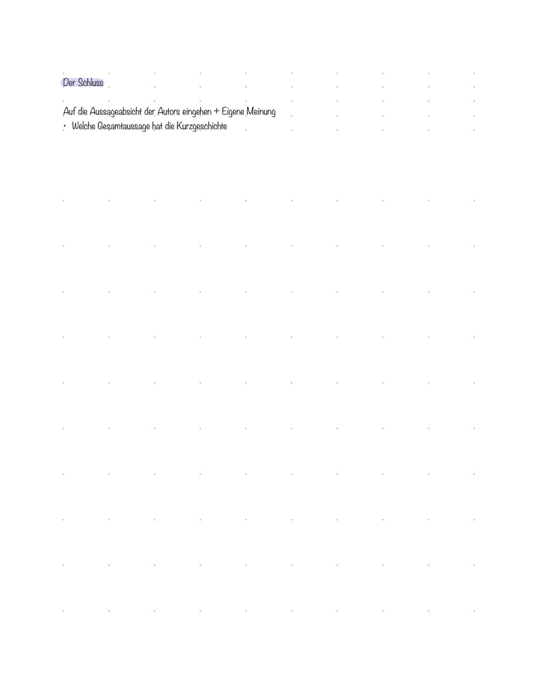 Aufbau einer Analyse (Kurzgeschichte)
1. Einleitungssatz + Thema
Autor
Titel
Textart- (Kurzgeschichte, Ehrzähltext, Roman..)
Das Thema nenne