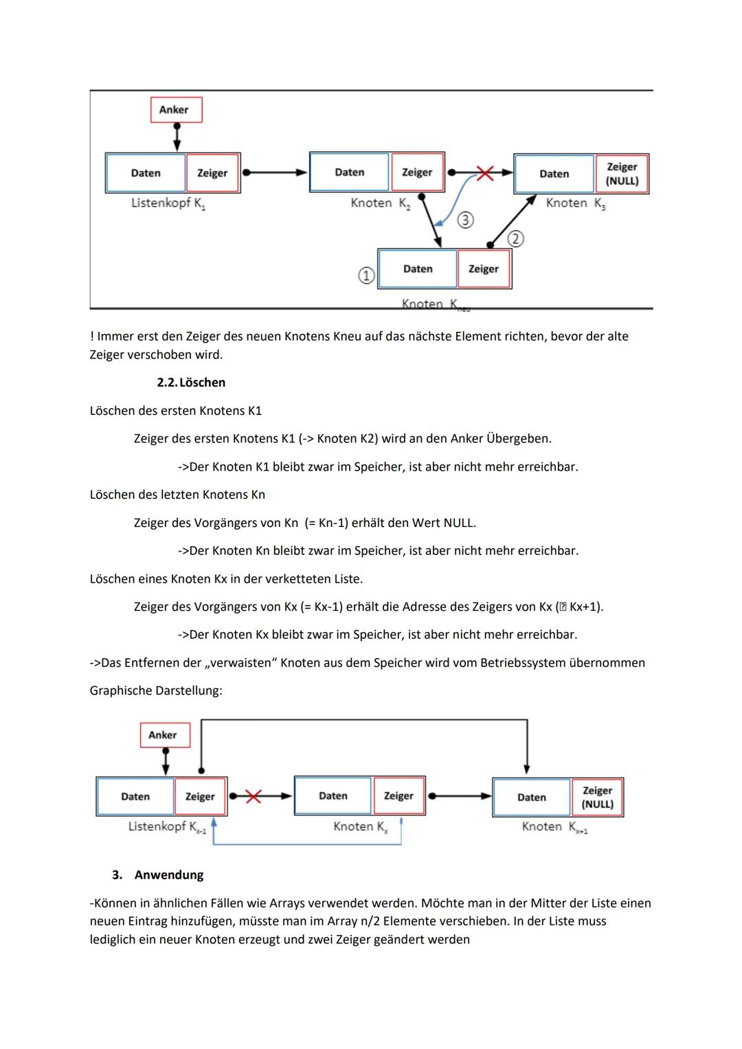 Dynamische Datenstrukturen

1 Verkettete Liste

1. Elemente und Darstellung

-bestehen aus einem Anker und Knoten

-Anker enthält Verweis au