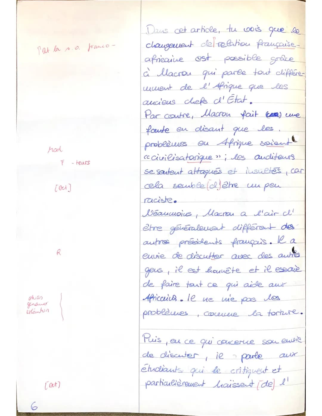 5
10
15
20
25
30
Französisch QI
date: 15/09/20
Joël
examen: Francophonie - Afrique
Partie A de l'examen: Lire et écrire
Françafrique, de l'h