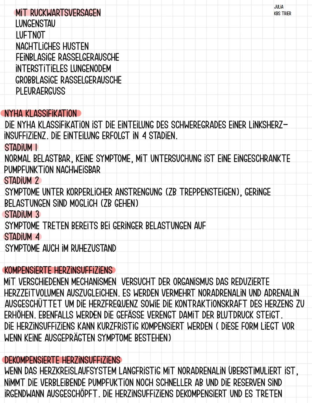 HERZINSUFFIZIENZ
DEFINITION
MAN SPRICHT VON EINER HERZINSUFFIZIENS WENN DIE FUNKTION DES HERZENS SO
EINGESCHRANKT IST, DASS DIE VOM HERZ GEP