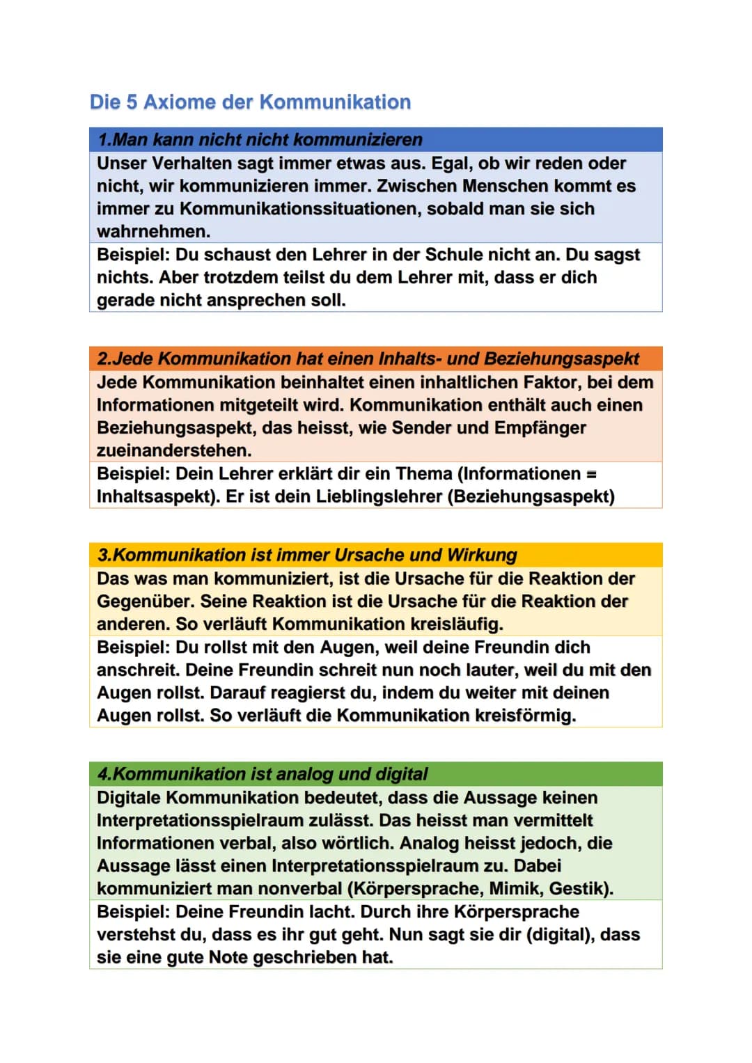 Die 5 Axiome der Kommunikation
1.Man kann nicht nicht kommunizieren
Unser Verhalten sagt immer etwas aus. Egal, ob wir reden oder
nicht, wir