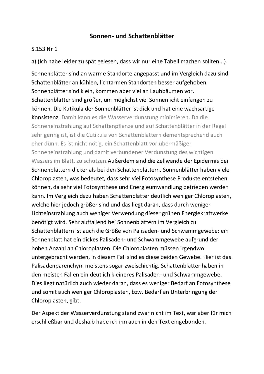Sonnen- und Schattenblätter: Aufbau, Beispiele und Unterschiede