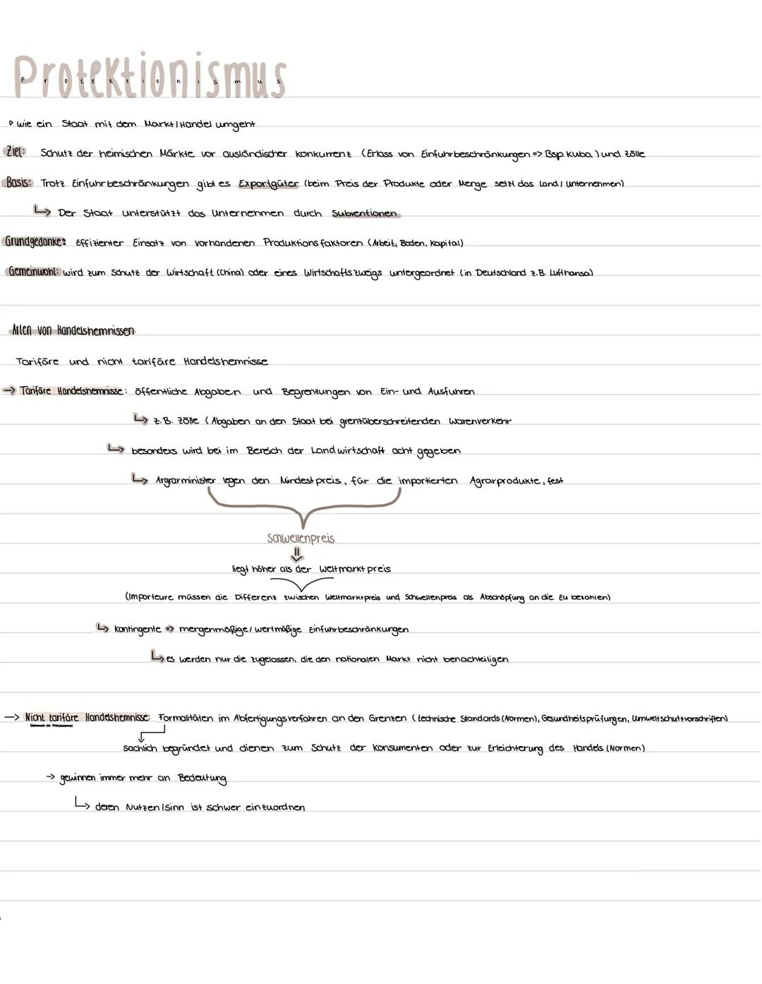 # Protektionismus

wie ein Staat mit dem Markt/Handel umgent

Ziel Schutz der heimischen Märkte vor ausländischer konkurrent (Erlass von Ein