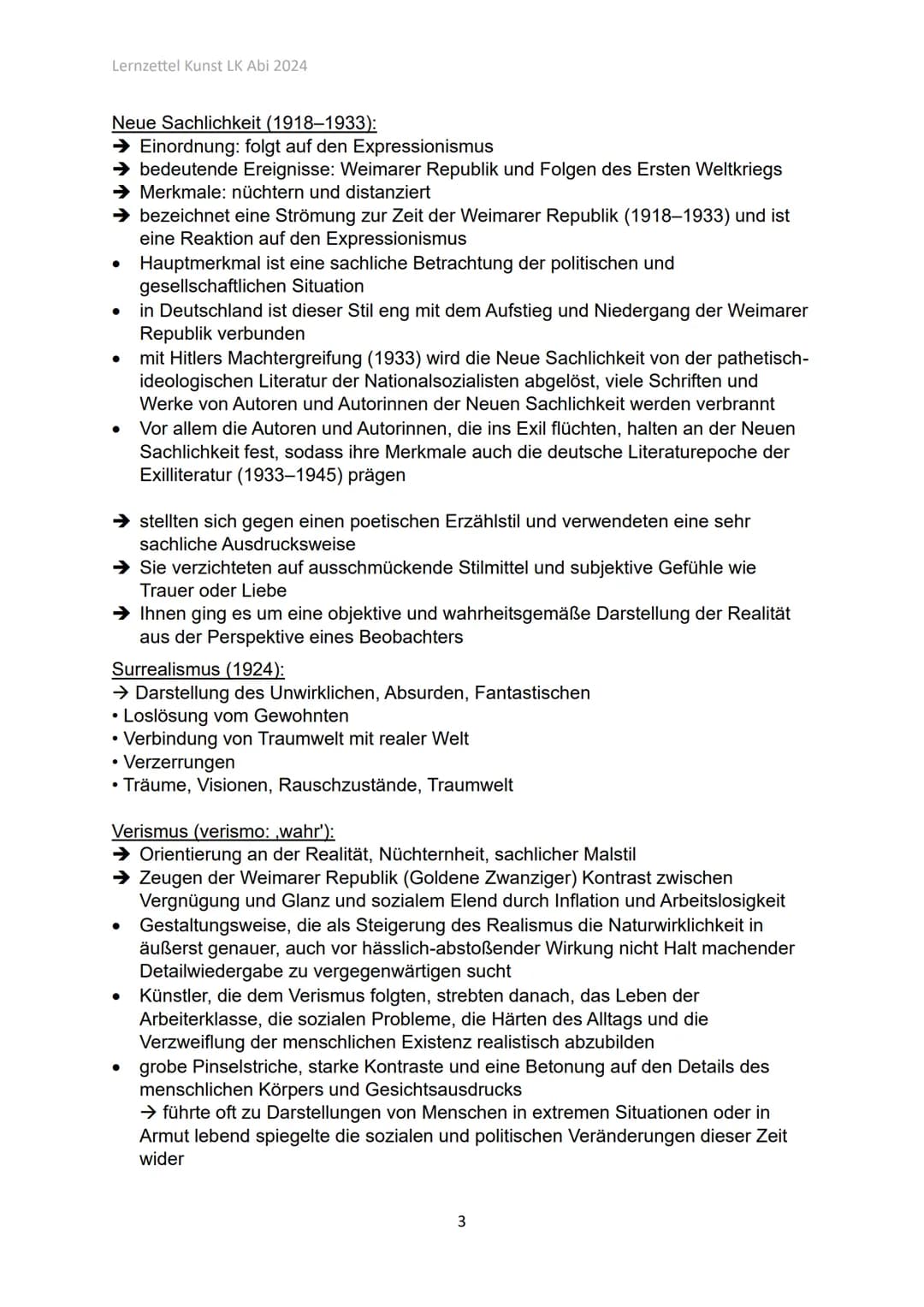 Lernzettel Kunst LK Abi 2024
Kunst LK
Q1.1 Künstlerinnen und Künstlern des späten 19. + frühen 20.
Jahrhunderts
Romantik (ca. 1790-1850):
•
