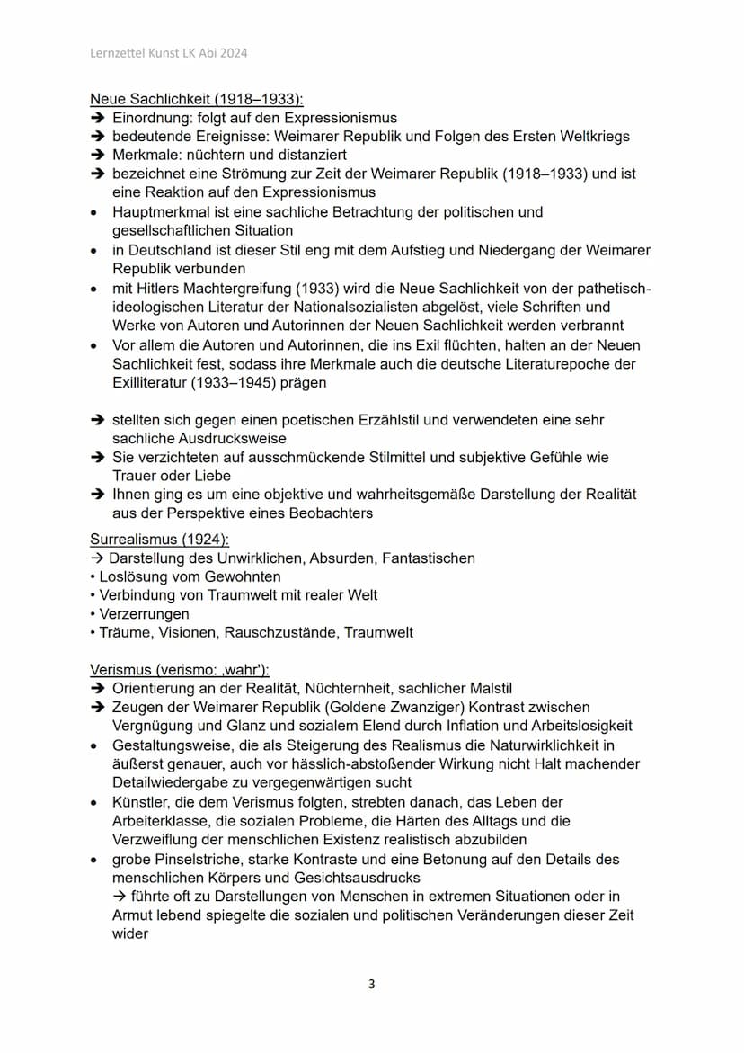 Lernzettel Kunst LK Abi 2024
Kunst LK
Q1.1 Künstlerinnen und Künstlern des späten 19. + frühen 20.
Jahrhunderts
Romantik (ca. 1790-1850):
•
