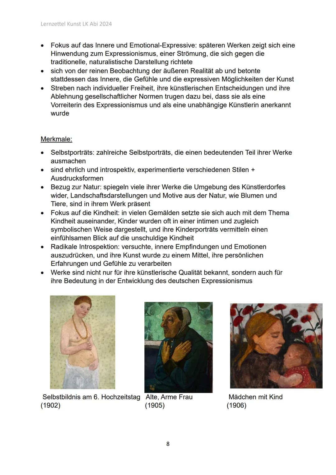 Lernzettel Kunst LK Abi 2024
Kunst LK
Q1.1 Künstlerinnen und Künstlern des späten 19. + frühen 20.
Jahrhunderts
Romantik (ca. 1790-1850):
•
